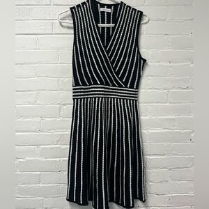 Elegant Black and White Striped Dress